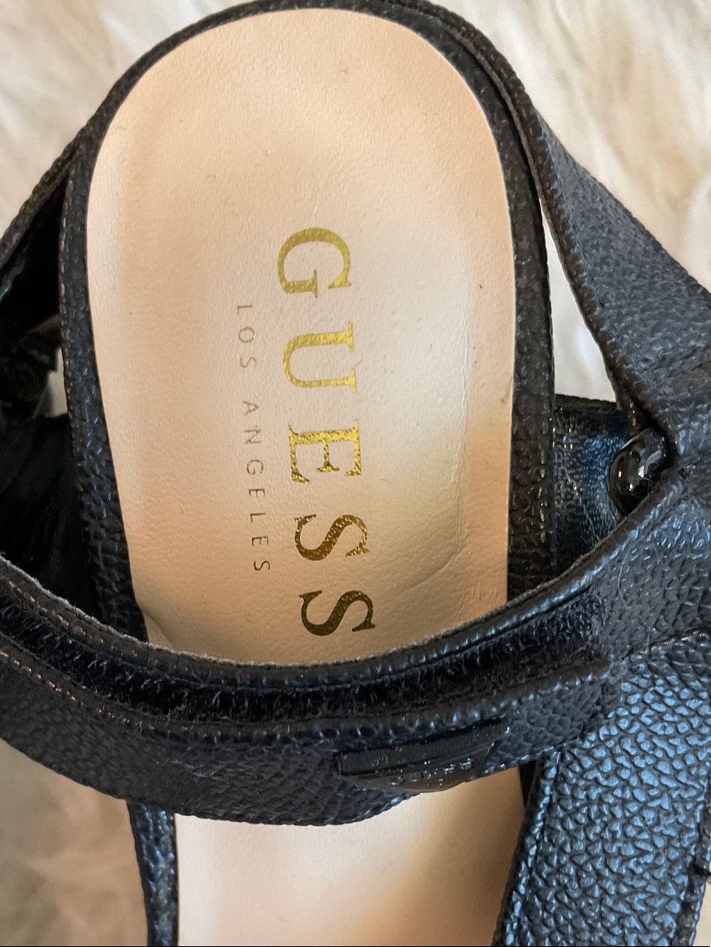 Guess Black Platform Wedge Sandals with Ankle Strap - Picture 3 of 9